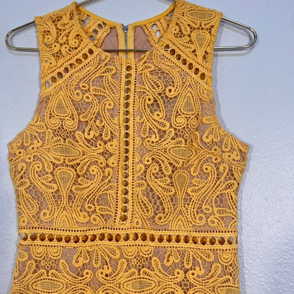 Lulu’s Dream Life Yellow Lace Bodycon Dress - Picture 3 of 8